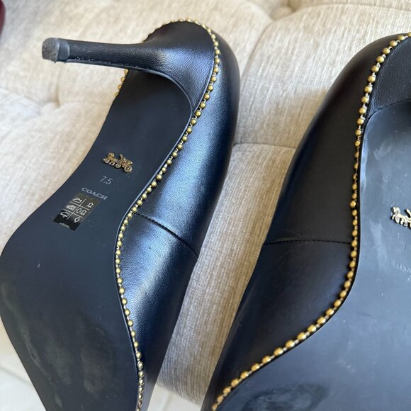 COACH Black Leather High Heel Shoe size 7.5 - Picture 15 of 16